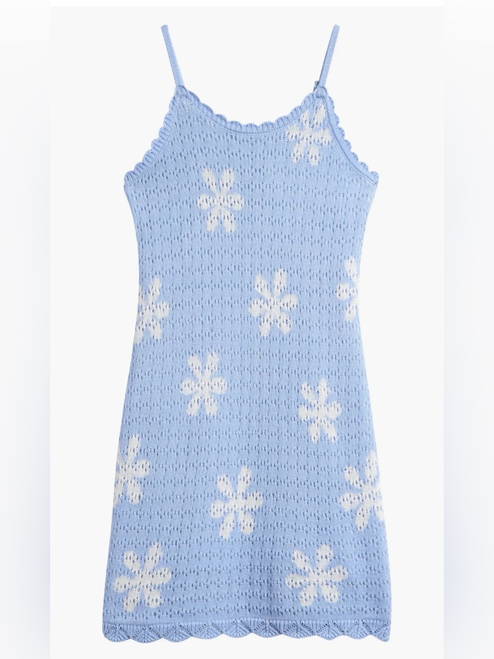 Freshman Girls Daisy Open Stitch Knit Dress Blue Size L 12/14